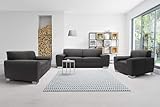 DOMO Collection Ricardo Sofa, 3-Sitzer Couch, Garnitur in Kunstleder, schwarz, 220x89x81 cm