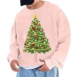 Christmas Sweatshirt Herren Weihnachtsbaum Druck Pullover Lässig O-Ausschnitt Weihnachtspullover Locker Weihnachten Langarmshirt Autumn Winter Weihnachtspulli Festival Oberteile Partywear Top