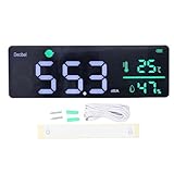 Cocoarm Dezibelmessgerät, Große LED-Anzeige mit Einstellbarer Helligkeit, Temperatur-Feuchtigkeits-Monitor, Schallpegelmesser für Klassenzimmer Studio Büro Zuhause
