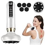 Wagxoey Schröpfgerät Elektrisch, Anti Cellulite Vakuum Massagegerät 12 Gängen Verstellbares Elektrisches Guasha Gerät für Bauch Taille Arme Beine (Weiß)