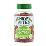 Chewy Vites Adults Multi-Vit Advance Gummies, 60 Gummibärchen, Fruchtgeschmack, echter Fruchtsaft, vegan, für Erwachsene ab 18 Jahren, Multivitamin-Komplex mit den Vitaminen A, C, D, E und B-Komplex.