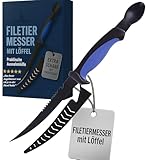 Njord Kalastus 4in1 Ausnehmmesser Fisch mit Löffel als Ausnehmhilfe | Filitiermesser Scharf Fisch 15cm Klinge | Fischmesser Angelmesser Ausnehmen Messer Filiermesser Angel Messer Angeln Fischen