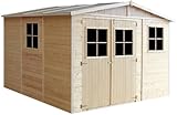 Holz Gartenschuppen - Abstellkammer mit Fenstern - H226x316x324 cm/9 m² Naturholz-Shiplap-Schuppen - Gartenwerkstatt - Fahrrad- Geräteschuppen TIMBELA M335