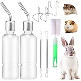 2 Pcs Hasen Trinkflasche Winterfest Trinkflasche Meerschweinchen Trinkflasche Kaninchen Mit Halterung Kaninchen Trinkflasche Hamster Trinkflasche Nagertränke Klein Haustiere (transparent, 350ml*2)