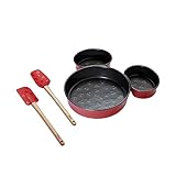 Prestige Neu Disney Backe mit Mickey Mouse Backgeschirr-Set mit 3-teiligen Mickey-Kopf-Kuchenformen und 2-teiligem Silikonspatelsatz, Schwarz