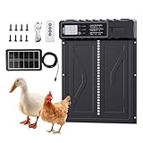 Jopassy Elektrische HüHnerklappe Solar Aluminum Hühnerklappe Automatisch Hühnertür mit LED Display, Timer, Anti-Klemm und Fernbedienung, für Hühnerstall Sichere Hühneraufzucht
