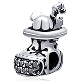 EMOSTAR Weihnachtsanhänger für Weihnachtsarmband, Weihnachtsglocken-Charm, kristallisierte Schneeflocke, festlicher Baum, Weihnachtshaus, Weihnachtsmann-Anhänger in 925er Sterlingsilber, Geschenk für