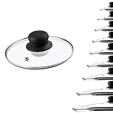 KADAX Glasdeckel, Topfdeckel Ø16 cm, hitzebeständig, mit Dampfloch, und Kunststoffgriff, Universaldeckel für Töpfe & Pfannen, klare Sicht, dicht schließend