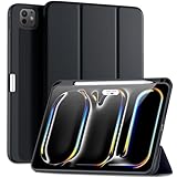 Maledan Hülle für iPad Pro 11 2024 (M4 5. Generation) mit Stifthalter, Flexible TPU Rückseite Schutzhülle Case Unterstützt Apple Pencil Pro/USB-C, Auto Schlafen/Wachen, Schwarz