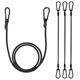 Spanngummi mit Karabiner,Expander mit Karabiner 150cm 4er Gepäckspanner Hochelastisches Latex-Gummispanner mit Haken für Gepäckträger, Fahrrad, Plane, Anhänger.Schwarz.