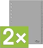 Durable 652310 Zahlenregister (A4, geprägte Taben 1-31, PP volldeckend) Grau, 2 Stück
