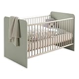 Stella Trading PRIZZI Sicheres Babybett 70x140 cm in Pastellgrün/Aurum Optik - Funktionales Baby Gitterbett mit höhenverstellbarem Lattenrost - 78 x 88 x 143 cm (B/H/T)
