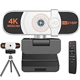 Nolansend 4K Webcam, Auto-Zoom, mit Fernbedienung, Sichtschutz, Weißabgleich, Webcam mit Mikrofon, Plug & Play, 4K-Webkamera für PC/Laptop/Desktop, Videoanrufe, Konferenzen