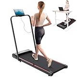 GEARSTONE Laufband für Zuhause, Klappbares Laufband, bis12KM/H mit Handläufen und Fernbedienung,LCD-Anzeige, 1400W Walking Pad im Büro, Keine Installation, große Lauffläche (schwarz-rot)
