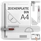 XEIYEI Zeichenplatte DIN A4 Multifunktions Zeichenplatte Set mit Drehkreis Zirkel A4 Zeichenbrett Schnellzeichendreieck mit Parallel-Lineal und L-System für Studenten Designer exaktes Arbeiten