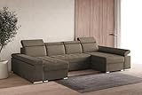 mb-moebel Couch für Wohnzimmer Schlafsofa Sofa verstellbare Kopfstütze U-Form Eckcouch Wohnlandschaft Polsterecke mit Schlaffunktion und Bettkasten - Luka U (Braun (Twist 06))