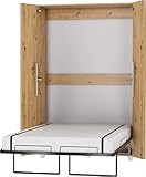 FurnitureByJDM Schrankbett Vertikal, Wandklappbett, Bettschrank, Wandbett, Schrank mit integriertem Klappbett, Funktionsbett - Teddy - (Eiche Artisan, 120 x 200 cm)