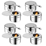 TOOSOAR 8 Stück Brennpastenbehälter, Rostfreier Stahl Brennbehälter Brennpaste, Gerader TypWarmhaltebehälter für Brennpaste, Buffet Zubehör -Spiritusbrenner für Hotpot, Drypot, Gegrillten Fisch