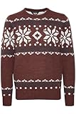 !Solid SDNorwig Herren Weihnachtspullover Norweger-Pullover Winter Strickpullover Grobstrick Pullover mit Stretch Rundhals-Ausschnitt Regular fit, Größe:XL, Farbe:Wine Red Melange (8985)