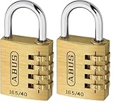 ABUS Zahlenschloss 165/40 - Vorhängeschloss aus Messing - mit individuell einstellbarem Zahlencode - Kofferschloss/Spindschloss - ABUS-Sicherheitslevel 4 (Packung mit 2)