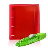 Ordner & Block A4 Supra - Ordner mit 4 Ringen, verstärkte Kanten mit Gummizugverschluss, enthält 150 Blatt mit 5 doppelten Registern und Klebeetiketten für Ihren Ordner (rot + Korrekturroller R10)