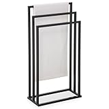 Handtuchhalter KUNO, schwarz lackiert - freistehender Badetuchhalter mit 3 Stangen, Handtuchständer aus Metall