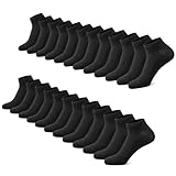 FALARY Sneaker Socken Herren Damen 12 Paar Kurze Halbsocken Baumwolle-Schwarz-39-42