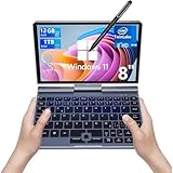 KOOSMILE 8' Touchscreen Laptop，Mini Laptops 2 in 1 Laptop mit Tastatur 12 GB LPDDR5-RAM, 512 GB/1 TB SSD, Wi-Fi 6, BT 5.2, HDMI, 2-MP-Kamera, Convertible-Notebook(N150-12GB+1TB)