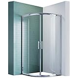 SONNI Duschkabine Rund 100x100 cm Viertelkreis Schiebetür Runddusche duschkabine rollen U form eckeinstieg Duschabtrennung