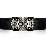 SATINIOR Frauen Elastische Taille Gürtel Vintage Breite Stretch Damen Retro Kleid Gürtel Dehnbare Taille, Schwarz
