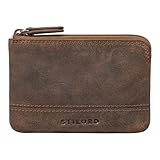 STILORD 'Tarlo' Schlüsseltasche Leder Schlüsseletui Tasche RFID Schlüsselmäppchen Münzbörse Minibörse mit Schlüsselring Vintage Echtleder, Farbe:mittel - braun