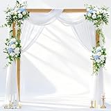 Querbehang Freihanddeko Weiß 150x800cm, Transparenter Voile Vorhang für Hochzeitsdekoration, Zeremonie & Wohnzimmer, Gardinenstoff Meterware