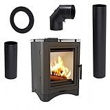 KRATKI Gusseisen Kamin KOZA K5 Ø 150, 7kW, Energieeffizienzklasse A, Holzkamin , BImSchV Norm 2, Set