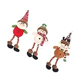 CHILDWEET 3St Weihnachtsdekorationen Figuren Fensterdekoration Hausdekoration Zauberstab Solar- weihnachtsschmuck weihnachtsfigur Plüschpuppe hängend Weihnachtsanhänger kurzer Plüsch