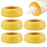 Schraubverschlüsse für Babyflaschen – Packung mit 5 Ersatz-Nippelringen, auslaufsicheres Zubehör für die Flaschenmitte, Dichtungsringe in Lebensmittelqualität | Glasplastikflaschen, Säuglingsnahrungsm