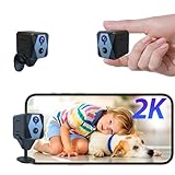 aidowocam 2K Überwachungskamera Innen, Kamera Überwachung Innen,Mini Kamera Live Übertragung Handy APP Für Lange Standby Akku Kamera,Bewegungsmelder Nachtsicht