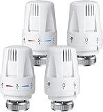 Heizungsthermostat, 4 Stück Heizkörperthermostat Thermostatkopf Heizungsregler, Heizkörperventil M30x1,5, Heizung Thermostatkopf, Thermostatventil Heizkörper Ersatzkopf für Büro Zuhause