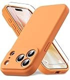 Vansdon Liquid Silikon Hülle für iPhone 17 Pro, Weiches, Kratzfestes Mikrofaser-Innenfutter, 1 Panzer Schutz Glas, Stoßfestes Schutzhülle, Knallorange