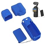 Annadue 4-in-1-Schutzhülle für Pocket 3 Action-Kamera, Silikonhülle, Objektiv-Displayschutz, Camcorder-Hüllen mit Trageband für Pocket 3, Gewindegriff (Blue)