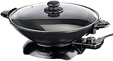 Rosenstein & Söhne Elektro Wok: Elektrischer Wok mit Thermostat, antihaftbeschichtet, 1.500 W, 5,1 l (Pfanne elektrisch, Partypfanne, Netzkabel Elektrische Grillpfanne)