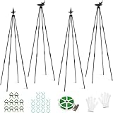 ZIKEBTUY 4Pcs 120cm Garten Obelisk Pflanze Rankhilfe Gartenobelisken-Set Kletterhilfe für Kletterpflanzen, Metall Garten Rankgitter für öffentliche Plätze und Private Höfe