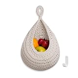 Obstkorb Hängend Wandkorb Handgewebt Baumwollegewebe Aufbewahrungskörbe Obstkorb Gemüsekorb Hängekorb Küche Wand Hängen Gemüse und Obst Korb