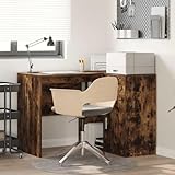 Owoxanthellate Owox Ecktisch Geräucherte Eiche 102x50x75 cm, Holzschreibtisch mit 6 Regalen & Schublade, Home Office/Büro/Wohnzimmer