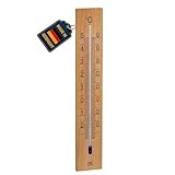 TFA Dostmann Analoges Innen Außen Thermometer aus Eichenholz, 12.1059.01, 27,40 cm groß, Gartenthermometer, Thermometer für Haus und Zimmer, zum Hängen, gut ablesbare Skala, braun