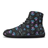 HELLHERO Barfußschuhe für Damen, breite Zehenbox, Zero Drop, Herren-Wanderstiefel, Hundepfotenabdruck, 38/39 EU