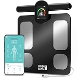LEBENLANG Fitness Körperfettwaage mit Handsensoren - Großer Display & App Connect I 29 Messwerte bis 180 Kg I Körperwaage Waage mit Körperfett & Muskelmasse I Personenwaage Körperanalysewaage Scale