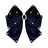 # Samt Haarnadel Rücken Schleife Perle Haarnadel Einfach Schwarz Horizontal Clip Top Clip Kopfschmuck (Navy, One Size)