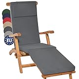 Beautissu Auflage für Deckchair LoftLux DC 175x45x5cm Luxus Polsterauflage für Gartenliege Auflage Liegestuhl Polster - Bezug Abnehmbar – Gartenmöbel Kissen Graphitgrau
