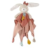Fehn Schmusetuch Hase fehnNATUR - Spielkamerad & Stofftier-Schnuffeltuch aus Baumwolle aus biologischem Anbau - mit Schnuller-Befestigung - für Babys & Kleinkinder ab 0+ Monaten