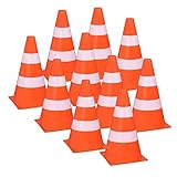 Idena 40621 - Pylonen 10 Stück, Warn-Kegel aus Kunststoff in Orange mit weißen Streifen, ca. 15,5 cm hoch, stapelbar, Verkehrshütchen für Sport, Freizeit, Slalom, Fußball und Vereine